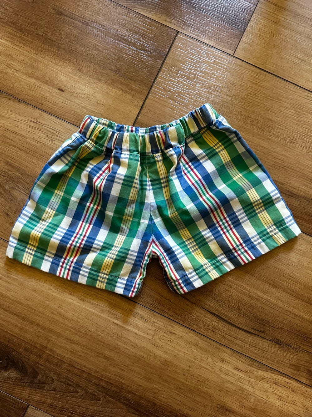The Beaufort Bonnet Company Green Blue Yellow Plaid Elastic-Waist Shorts